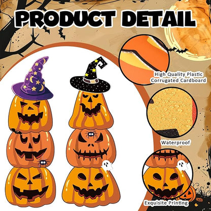 Amyhill 12 Pcs Halloween Pumpkin Yard Signs for Outdoor Spooky Ghost Jack O 16 Pcs Pumpkin with Witch Hats Lawn Stakes Trick or Treat Yard Decorations for Halloween Garden Stack Prop Home Party Decor