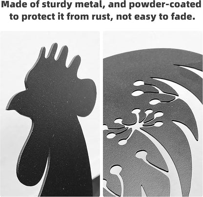 3 PCS Metal Chicken Yard Art Garden Decorative Stake Hollow Out Animals Silhouette Statue Decor, Chickens Family Silhouette Sets for Pathway, Floor, Garden, Lawn, Outdoor Decoration