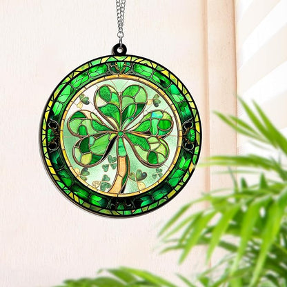 FLAGWIX St Patricks Day Decorations - Double Layered Hanging Suncatcher Birthday Decorations 12 in - Shamrock Irish Ornament Decor, Irish Gifts for Women Men