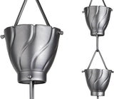 Monarch Rain Chains Aluminum Akira Pewter Rain Chains for Gutters – 8.5 ft Pewter Decorative Rainchain Outdoor Durable Heavy Duty Gutter Chain Downspout, Modern Rainchains for Outside