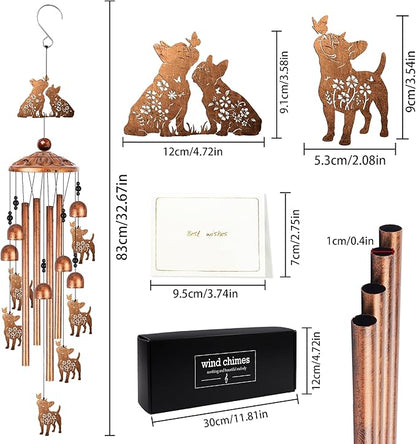 French Bulldog Wind Chime for Outside: Dog Gifts for Women Men, Metal Dog Wind Chime Yard Art, Soothing Home Garden Patio Outdoor Decor