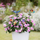 MrMrKura Set of 3 Butterfly Garden Stake Decor, 20" Metal Colorful Butterfly Stakes, Decorative Garden Stakes Glow in Dark Metal Yard Art for Outdoor Lawn Pathway Patio Ornaments