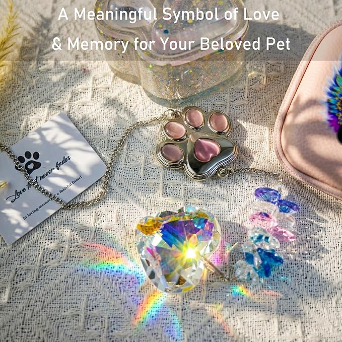 Gemstone Paw Crystal Suncatcher – Pet Memorial Gift for Loss of Dog, Sympathy Remembrance, Dogs & Cats Bereavement Keepsake