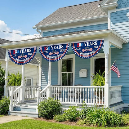 4th of July Patriotic Bunting - American Flag Bunting 1.5 X 3 Ft, 250 Years American Flag, 4th of July Party Decorations, 1776-2026 250 Year American Anniversary Flag Indoor Outdoor Hanging Decor-2PCS