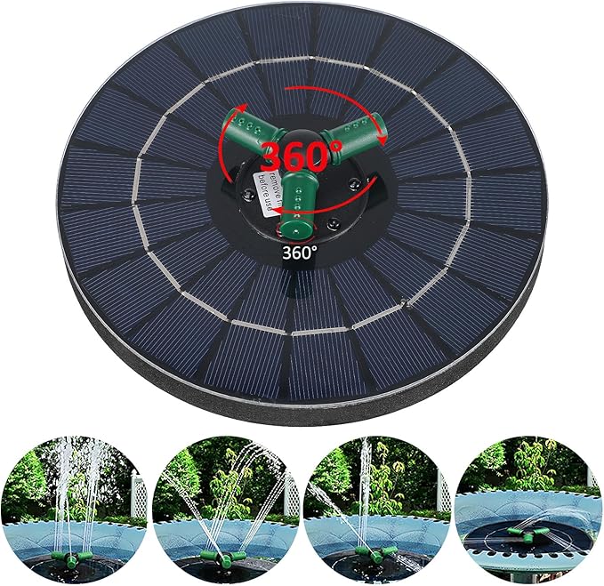 CHILDWEET Solar Powered Floating Pond Fountain Pump with Colorful LED Lights, 18cm Diameter Solar Fountain for Outdoor Garden Bird Bath and Water Feature