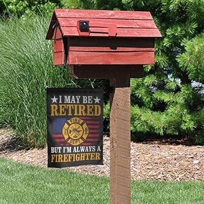 Firefighter Flag Garden Flag Double Sided Vertical 12×18 Inch Banners Double Sided For Lawn Patio Yard Garden Home Outdoor Decor -1