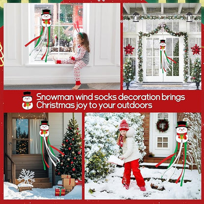 40 Inches Christmas Snowman Windsock Decoration, Hanging Outdoor Winter Decor, Festive Xmas Holiday-Themed Wind Sock Ornament for Garden, Patio, and Yard