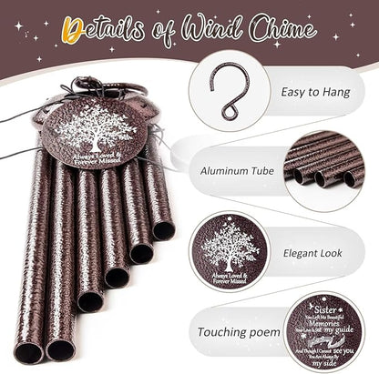 Memorial Gifts for Loss of Sister, 25''Memorial Wind Chimes of Sympathy Gifts for Loss of Sister, Bereavement, Condolence, Remembrance Gifts,Windchimes in Memory