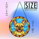 Stained Glass Dog Memorial Suncatcher,French Bulldog Window Hanging,Sympathy Gifts for Pet Loss,7.9 inch/20 cm Home and Garden Decor for Dog Lovers