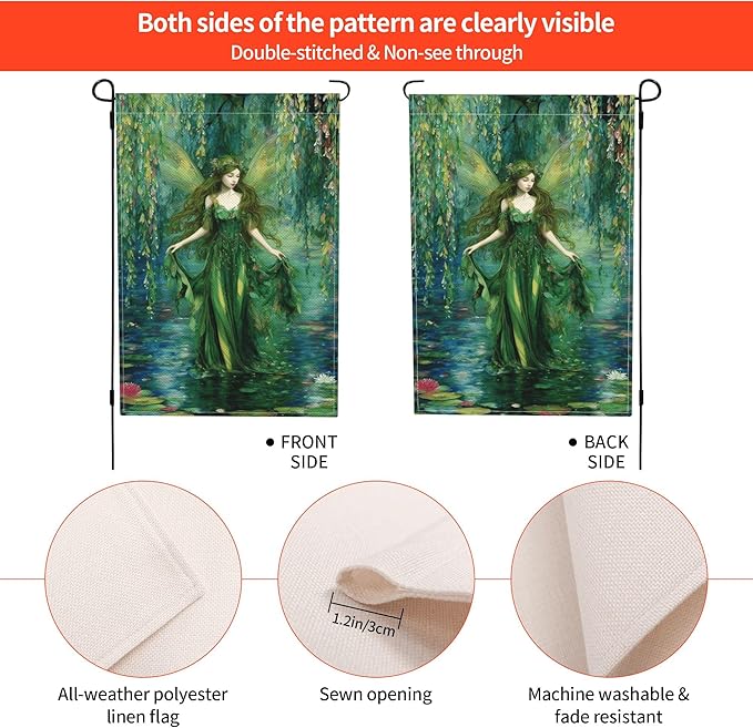 Fairy Elf Garden Flag Seasonal Double Sided 12 x 18 Inch Small Yard Flag for Indoor Outdoor Decor Holiday All Seasons