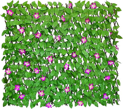 Expandable Fence Privacy Screen for Balcony Patio Outdoor,Decorative Faux Ivy Fencing Panel,Artificial Hedges (Single Sided Leaves)