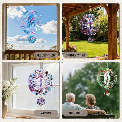 Sea Turtle Wind Spinner - Outdoor 3D Hanging Decor for Yard Garden Patio Porch Metal Kinetic Spinning Ornaments Indoor Outside Art Sculptures Birthday for Women Mom Grandma