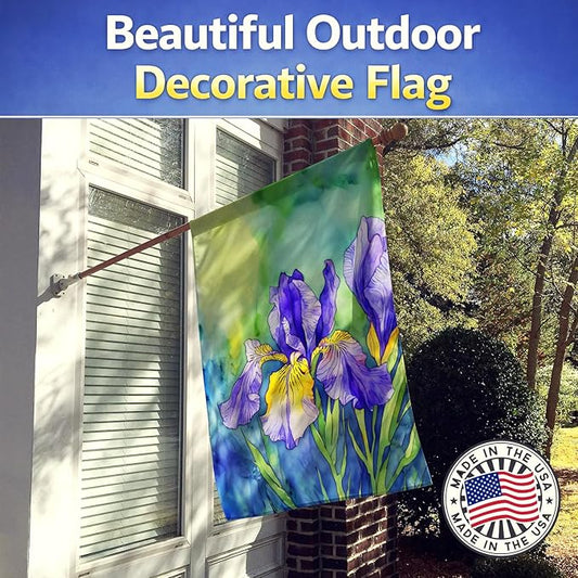 Caroline's Treasures Tennessee Iris in Watercolor House Flag Large Porch Sleeve Pole Decorative Outside Yard Banner Artwork Wall Hanging, Polyester, House Size, Multicolor