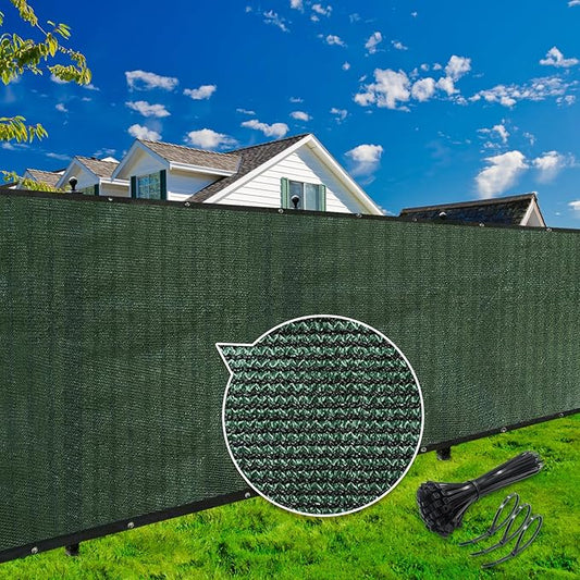 KANAGAWA 6ft x 25ft Privacy Screen Fence, 90% Blockage Heavy Duty 175 GSM Fencing Mesh Net Cover for Outdoor Wall Garden Yard Backyard 40 Cable Zip Ties Included Dark Green