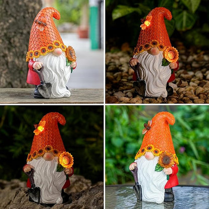 Solar Sunflower Gnome Statue Light, Ideal for Yard, Patio, Lawn and Garden Decor, for Women and Mom