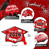 Chunful 12 Pack Graduation Yard Signs Grad Decoration 2026 Happy Graduate Lawn Garden Sign with Stake Congrats Outdoor Plastic Cap Hanging Ornament for Class Pathway Walkway Porch Party(Red)