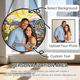 Personalized Custom Photo Boy Mom Stained Glass Window Hanging - Customized Ornaments Memorial Gifts Suncatchers Christmas Birthday Mother's Day for Lovers Women Men Dad Mom Grandma