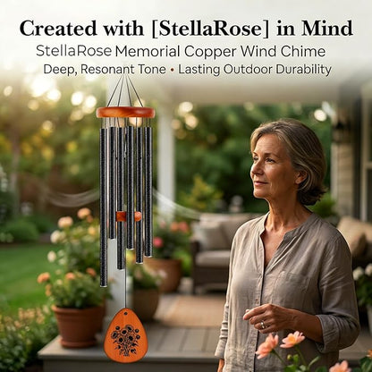 37" Matte Textured Aluminum Wind Chimes for Outdoor Patio & Garden – Large Modern Black Wind Chime with Deep Soft Tone, Thoughtful Home Gift (Black, 37")