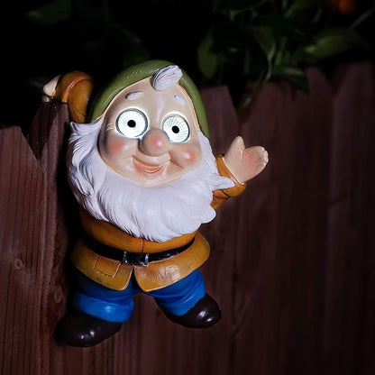 Blazin' Gnome Solar Garden Decorations | Hanging Outdoor Patio Decor, Gnome Figurine, Lawn Ornaments | Solar Statue for Terrace, Balcony, Deck | Weather Resistant | Patio Gift | Auto On/Off - (Yellow)