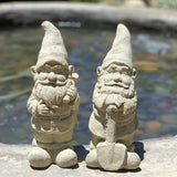 Garden Gnome with Mallet: Solid Durable Stone Statue with Vintage Texture. Sealed for Outdoors. Handcrafted USA. (Classic/White)