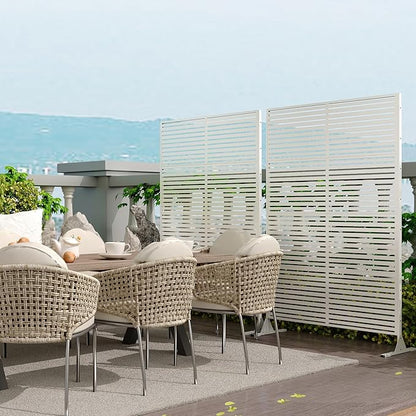 Decorative Metal Garden Fences – 72" H Rust-Proof Scroll Design for Yard & Flower Bed Borders, Easy Snap-Together Installation, Outdoor and Indoor Privacy Panels for Patio, Pool, or Lawn,White, 2 PCS