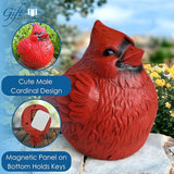 Gift Essentials Stocky Cardinal Garden Statue and Key Hider - Hides a Secret Extra Hidden Key Outside in Garden, Yard or Porch