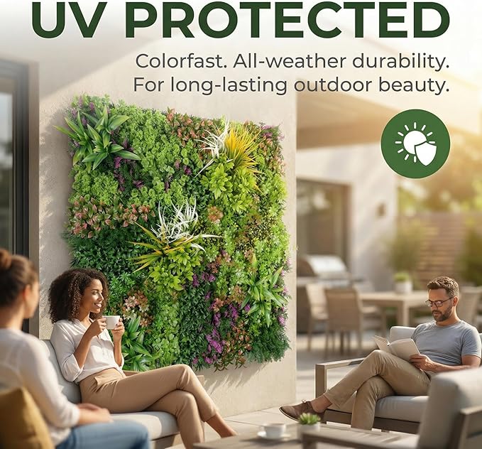 1PC 40"x 40" Artificial Grass for Wall, 3D Faux Boxwood Hedge Panels Green Wall Decor, Greenery Grass Wall Backdrop Panels for Indoor Outdoor Garden Backyard Ivy Privacy Fence Covering
