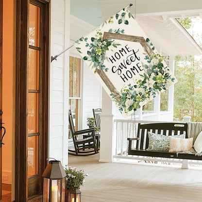 AVOIN colorlife Home Sweet Home Spring Floral House Flag 28x40 Inch Double Sided Outside, Eucalyptus Flowers Seasonal Welcome Yard Outdoor Flag