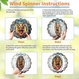 German Shepherd Wind Spinners Outdoor - 3D Cute Dog for Women, Wind Spinner for Yard Patio Ornament Garden Decor, 12 Inch Hanging Kinetic Metal Wind Spinners Sculpture