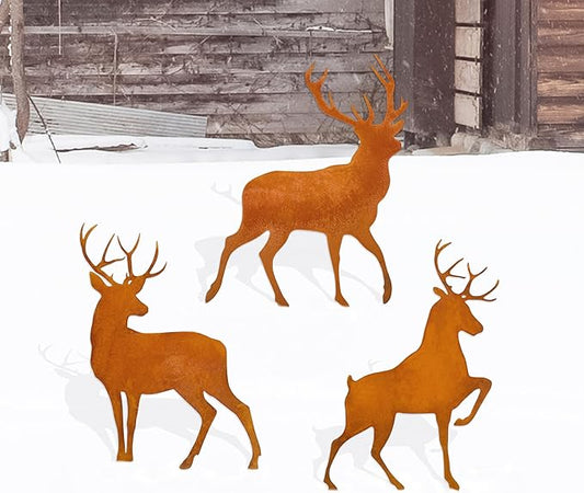 Metal Deer Garden Decor Durable Metal Yard Art Ideal Deer Statue Accessories for Home and Outdoor Antler Decor