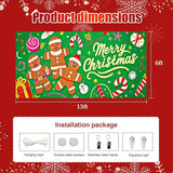 HOMETITUTE Merry Christmas Garage Door Banner 13x6ft Festive Gingerbread Man Candy Gift Boxes Holiday Door Cover Outdoor Yard Decoration Seasonal Display