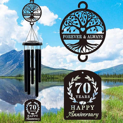 37'' 70th Anniversary Wind Chime Gifts,Golden Anniversary Keepsake Gifts Ideas,Happy 70th Decorations for Parents, Couples, Husband, Wife, Friends