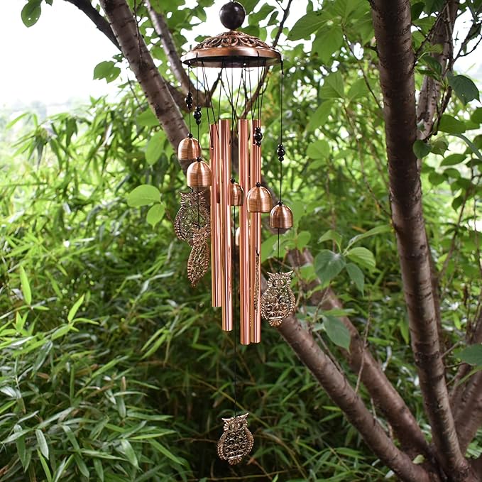 Maydahui Owl Retro Metal Wind Chime (32 Inch H) Memorial Wind Bell Animal Windchime with S Shaped Hook for Indoor and Outdoor Decor Unique Gifts Garden Party
