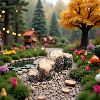 Miniature Resin Stump Micro Landscape Fairy Garden Ornament Mini Doll House Outdoor Landscape Decor Outdoor Statues Garden Sculptures Decor Landscape