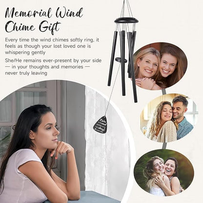 Memorial Gifts for Loss of Loved one, 25''Memorial Wind Chimes of Sympathy Gifts for Loss of Love one,Condolence/Bereavement/Remembrance Gift,Windchime in Memory,Funeral Decor for Garden Outside,Black