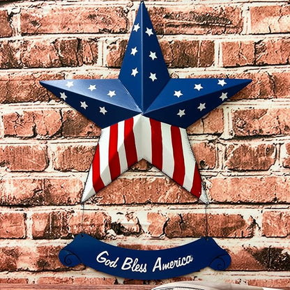 Rustic Hanging Metal American Flag Patriotic Barn Stars Wall Door Yard Signs 4th of July White Blue Red Independence Day Memorial Day Decor