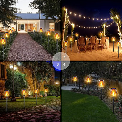 Solar Torch Light with Flickering Flame Outdoor Waterproof, Super Large Solar Tiki Torches, Landscape Decorative Lights for Yard, Garden, Pathway, Auto On/Off (1 Pack)