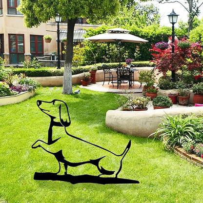 Metal Garden Dog Statue Ornament Gift Metal Art Dog Silhouette Decoration Steel Dogs Statue Decorative Garden Stakes for Yard, Lawn, Patio, Pathway (Dachshund)