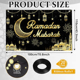 Large Ramadan Banner Decorations Outdoor 72x44 Inch,Eid Ramadan Mubarak Kareem Ramadan Photography Banner for Muslim Indoor Home House Decor Party Supplies,Yard Sign Photography Background Black Gold