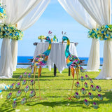 Peacock Garden Statues Metal Peacocks Sculptures for Outdoor Backyard Decor Patio Lawn Porch Yard Decoration (Pack of 2, Blue)