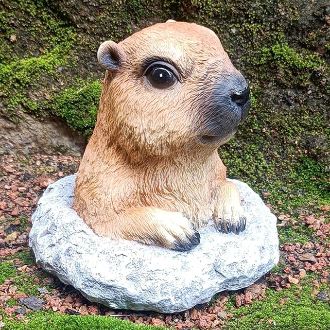 Patio Ornament Resin Gopher Statue Garden Decoration Realistic Animal Statues Weather-Resistant Garden Decor for Lawn Patio Balcony A