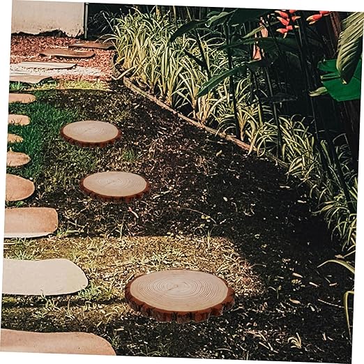 Happyyami 1pcs Garden Decorative Wooden Paver Outdoor Easy DIY Adds Natural Beauty
