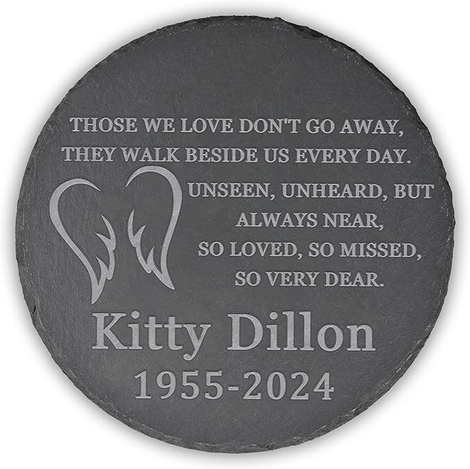 Memorial Garden Stone, Memorial Stone, Personalized Memorial Gifts, Sympathy Gifts for Loss of Loved One, Bereavement Gift for Loss of Father Mother - Angels Wings, Love Don't Go Away - Round