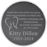 Memorial Garden Stone, Memorial Stone, Personalized Memorial Gifts, Sympathy Gifts for Loss of Loved One, Bereavement Gift for Loss of Father Mother - Angels Wings, Love Don't Go Away - Round