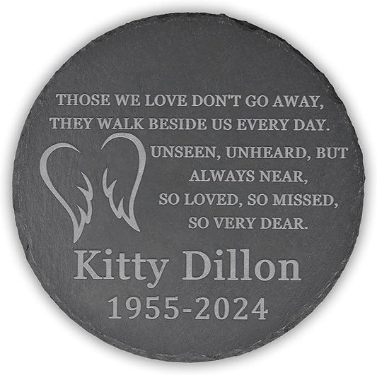 Memorial Garden Stone, Memorial Stone, Personalized Memorial Gifts, Sympathy Gifts for Loss of Loved One, Bereavement Gift for Loss of Father Mother - Angels Wings, Love Don't Go Away - Round