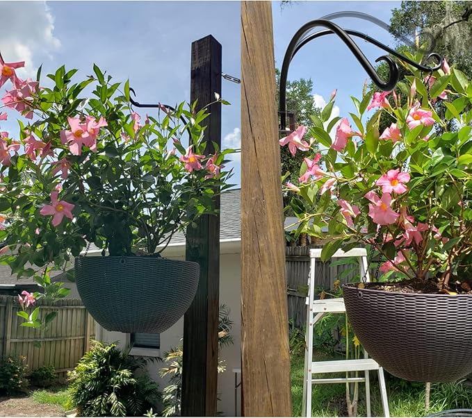 Maosen 16 Inch Swivel Plant Hangers Outdoor - 2 Pack Black Iron Plant Hanging Hook Bracket for Flowers Baskets Planter Pots Bird Feeder Lanterns Wind Chimes