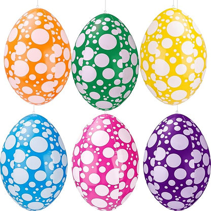 6 Pack 16 Inch Inflatable Easter Eggs Easter Blow up Egg Decor Hanging Inflatable Eggs Ornaments for Indoor Outdoor Party Yard, 6 Colors