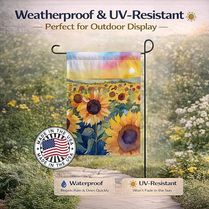 Caroline's Treasures Kansas Sunflowers in Watercolor Garden Flag Mailbox Flag Decorative Yard Flag Banner Outside Patio Artwork Yard Flower Beds, Garden Size, Multicolor