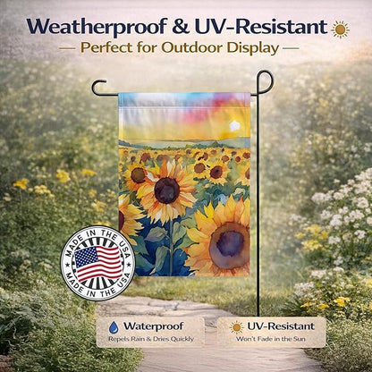 Caroline's Treasures Kansas Sunflowers in Watercolor Garden Flag Mailbox Flag Decorative Yard Flag Banner Outside Patio Artwork Yard Flower Beds, Garden Size, Multicolor