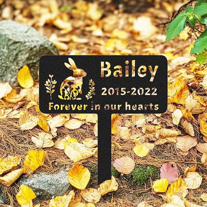 Personalised Pet Rabbit Memorial Grave Marker Plaque, Custom Rabbit Memorial Stake Grave Marker, Customized Memorial Garden Stake Marker Bunny Gift, Metal Rabbit Headstone Tombstone